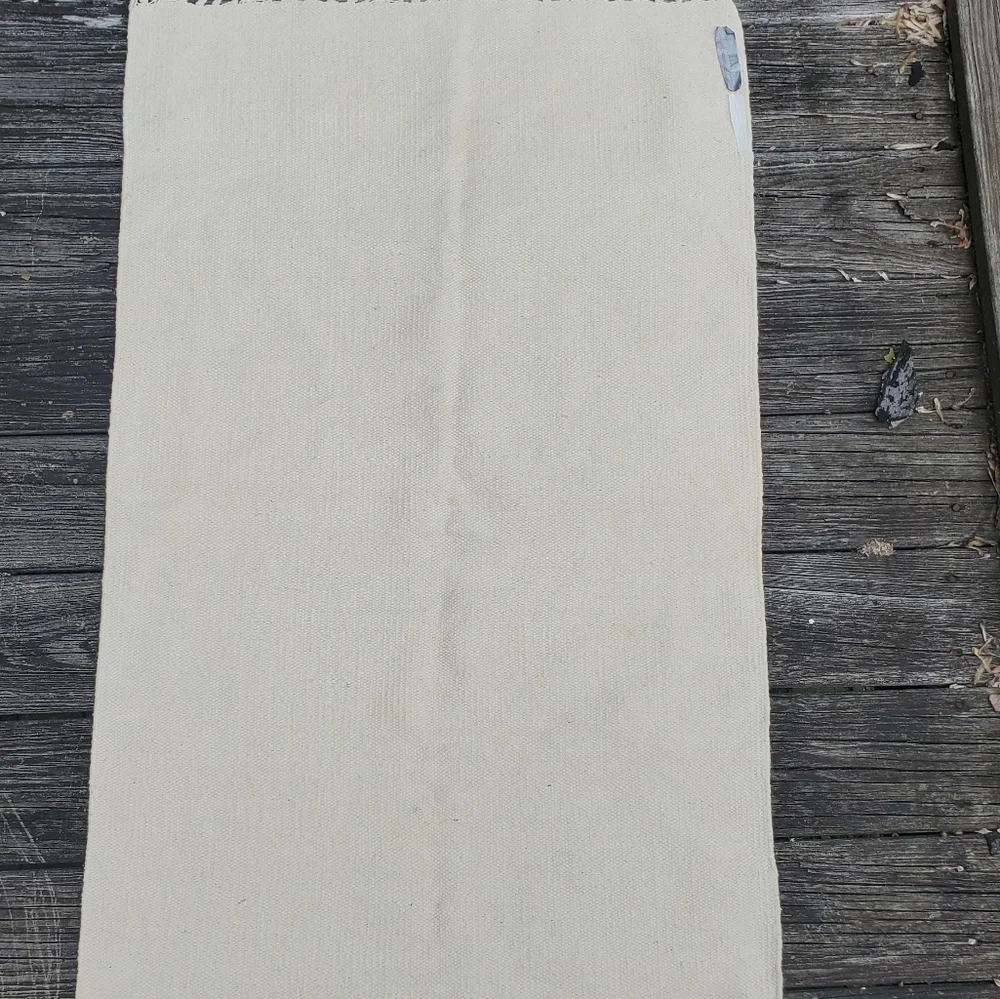 Teddy Bears On Check Woven Area Rug Or Wall Hanging W/ Fringe Ivory Blue Brown
